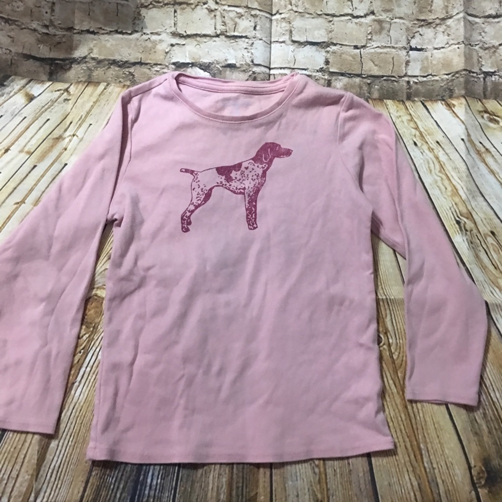 Lands End Pink Pointer Dog T Shirt